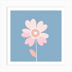 A White And Pink Flower In Minimalist Style Square Composition 621 Art Print