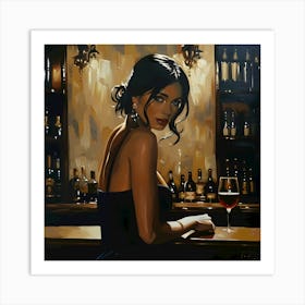 Evening Elegance: A Toast to Solitude Art Print