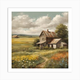 Old House In The Field Art Print