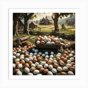 Chickens In A Field Art Print