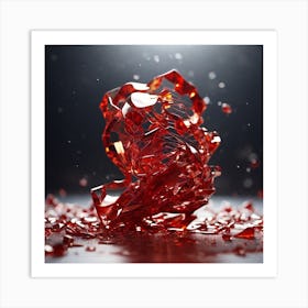 Prompt details  ultra detailed shot of a shattering sculpture made of red glass in a female shape, full body zoomed, ((red glitter floating  Art Print