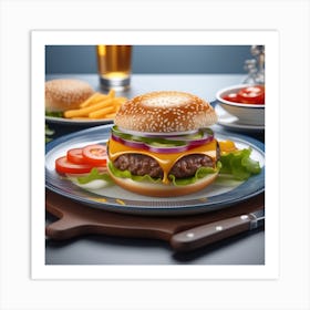 Hamburger On A Plate 107 Art Print