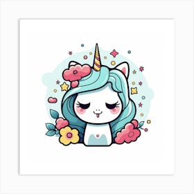 Unicorn Kawaii 1 Art Print