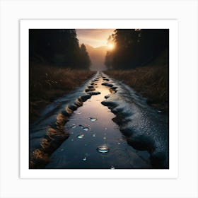 Water Drops On A Road Art Print