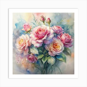 Watercolor Roses 14 Art Print