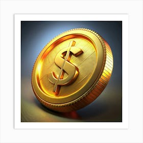 Golden Coin With Dollar Sign Art Print