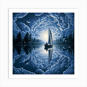 Sailboat In The Clouds Art Print