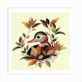 Duckling Hiding In The Bushes Art Print