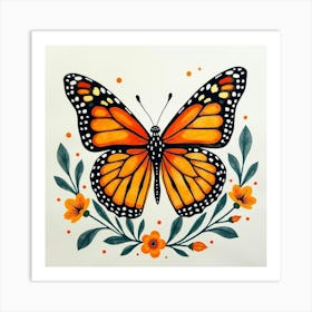 Distinguished Monarch In A Watercolor Vibrant Setting 1 Art Print