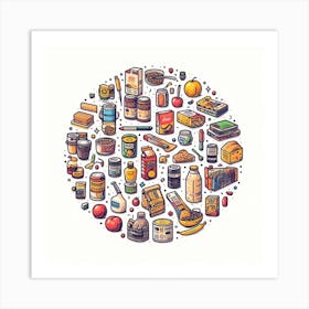 Food Items In A Circle Art Print