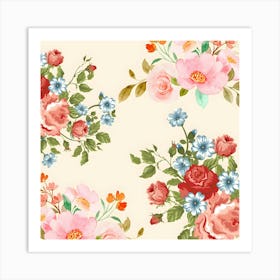 Watercolor Floral Pattern 5 Art Print