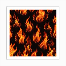 Flames On Black Background 27 Art Print