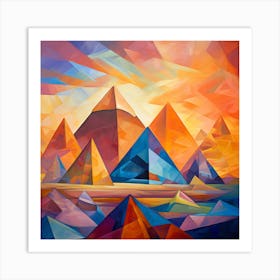 Pyramids At Sunset Art Print