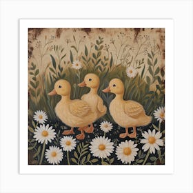 Ducklings Fairycore Painting 6 Art Print