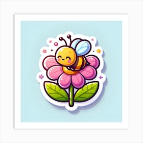 Cute Bee On A Flower Art Print