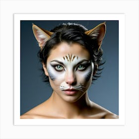 Human Cat Face Hybrid Feline Anthropomorphic Humanoid Transformation Fantasy Fiction Creat (1) Art Print