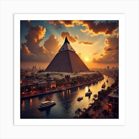 Egyptian Pyramid At Sunset 1 Art Print