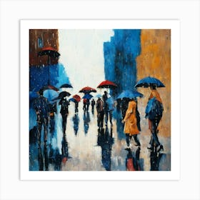 People In The Rain 1 Art Print