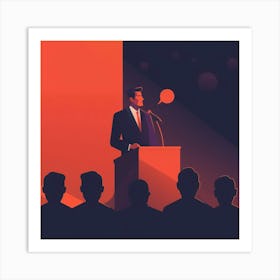 Silhouette Of A Man Giving A Speech Art Print