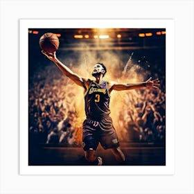 Court Arena Sport Basketball Professional Game Net Ball Point Action Background Man Prof (6) Art Print