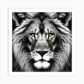 TIGER IN BLACK AND WHITE PRINT Art Print