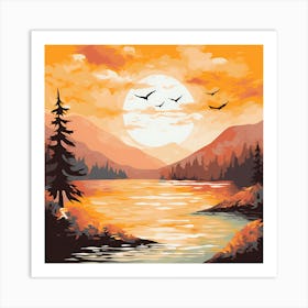 Sunset Over Lake Art Print
