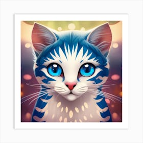 Cat With Blue Eyes  Print Art Print