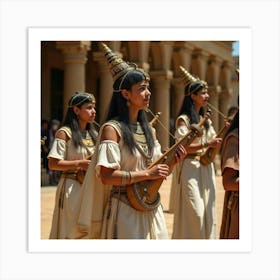 Ancient Egyptian Music Instruments Played At A Cultural Festival 1 Art Print