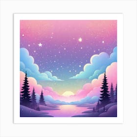 Sky With Twinkling Stars In Pastel Colors Square Composition 165 Art Print