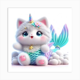 Cute Mermaid Caticorn 3 Art Print