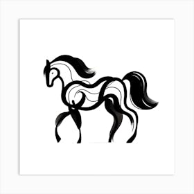 Black And White Horse Art Print