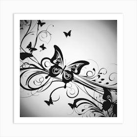 Black And White Butterfly 8 Art Print