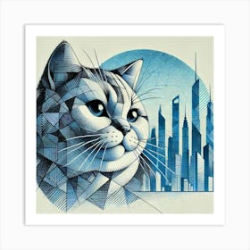 Ghosty Meow City Cat Art Print