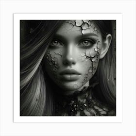 Portrait Of A Girl With Cracked Skin Art Print