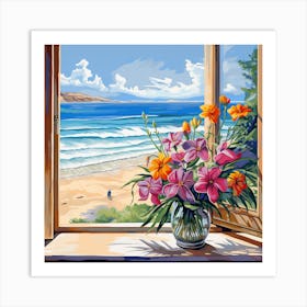 Vase Of Flowers By The Window Art Print