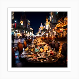 Table Setting At Night Art Print