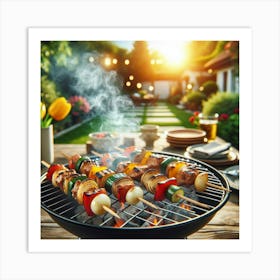 Barbecue Grill On The Patio Art Print