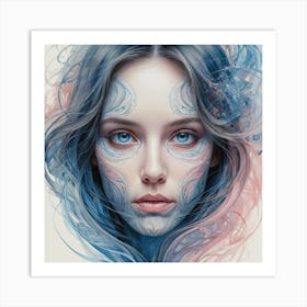 Girl With Blue Hair Art Print