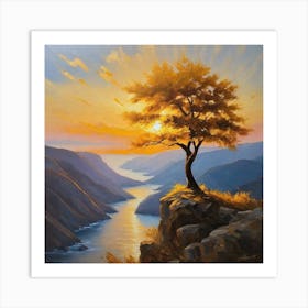 Sunset Over The River 2 Art Print