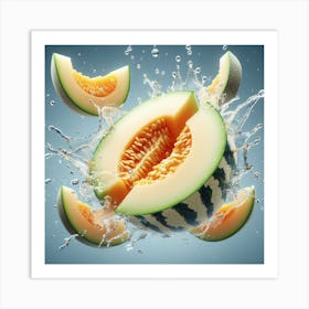 Melon Slice with Water Splash 1 Art Print