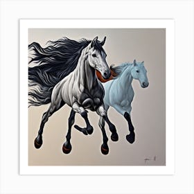 Two Horses Running Art Print