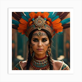 Beautiful Aztec Woman Portrait Art Print