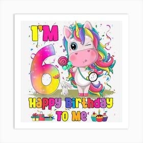 Kids 6 Year Old Gifts Girlsns Unicorn Lover 6th Birthday Art Print