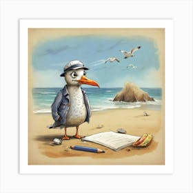 Seagull On The Beach 14 Art Print