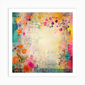 Creative Layered Mixedmedia Vibrant Artistic Abstract Texture Scrapbook Layout Grid Theme (3) Art Print