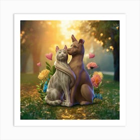 Cat And Dog 1 Art Print