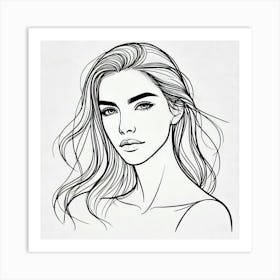 woman portrait drawing line art 8 Art Print