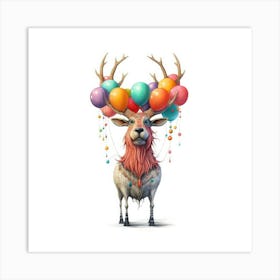 Deer With Balloons 5 Art Print