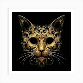 Gold Cat Mask Art Print