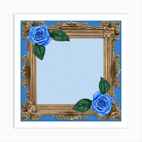 Frame With Blue Roses 3 Art Print